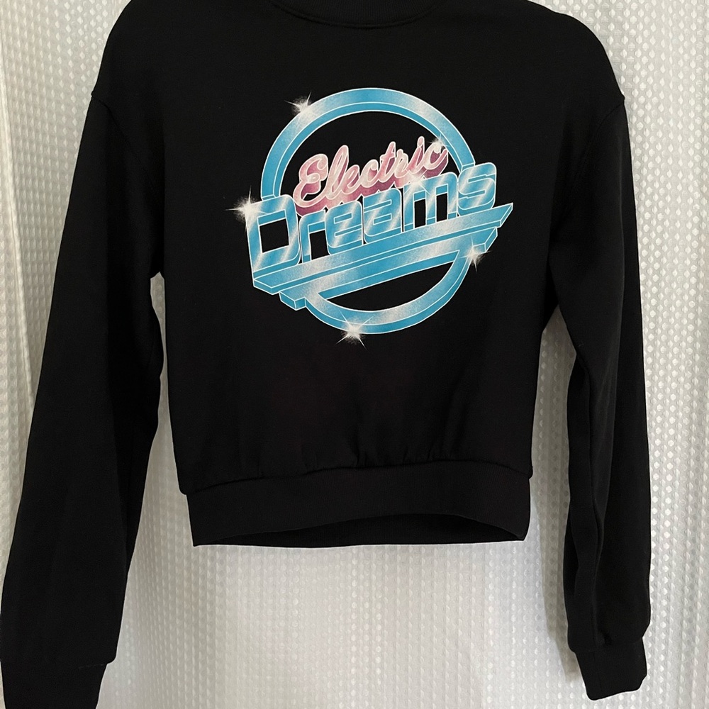 H&M Black Sweater with Blue and Pink Graphic
